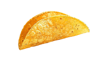 High-quality photo of an empty Mexican taco shell or corn tortilla, isolated on a transparent background 
