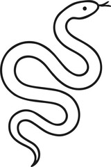 Fototapeta premium Stylized Coiled Snake Line Drawing – Minimalist Black Vector with Eye and Forked Tongue
