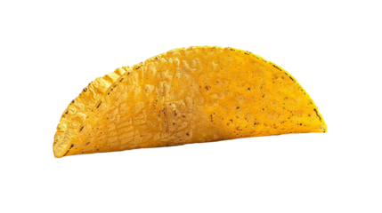 High-quality photo of an empty Mexican taco shell or corn tortilla, isolated on a transparent background 