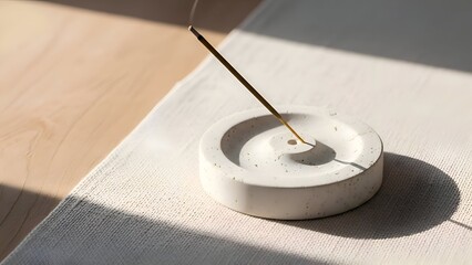 Minimalist Incense Holder with Burning Stick.