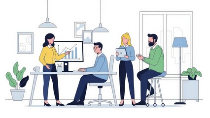 Team Collaboration in Modern Office Space.