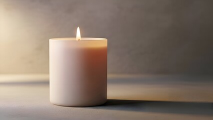 Lit Candle on a Table Surface.