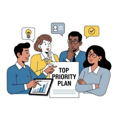 Team Discussing Top Priority Plan.