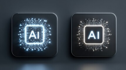 High quality AI generated icons with sparkle star and square design for technology applications and websites
