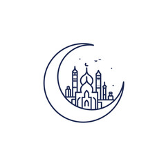 Fototapeta premium Crescent moon and mosque illustration islamic symbol for design and print