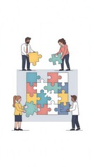 Teamwork and Collaboration Puzzle Pieces.