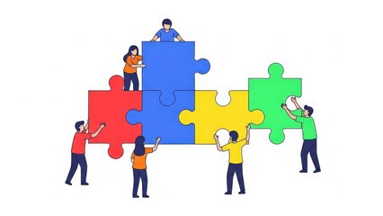 Teamwork and Collaboration Puzzle Pieces.