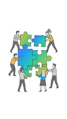 Teamwork and Collaboration Puzzle Pieces.
