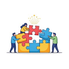 Teamwork and Collaboration Puzzle Pieces.