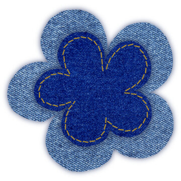 denim patch with yellow stitches