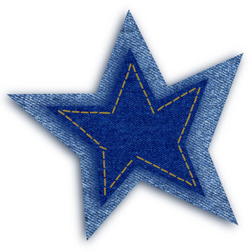 stars shape of denim patch with yellow stitches