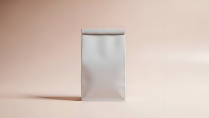 Silver Foil Packaging Bag on Beige Background.