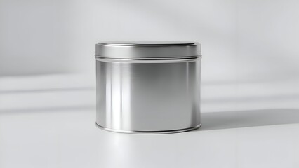 Silver Metal Container on White Surface.