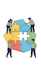 Teamwork and Collaboration with Puzzle Pieces.