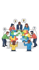 Teamwork and Collaboration with Puzzle Pieces.