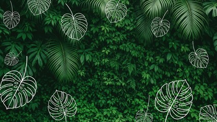 Tropical Leaves in Lush Forest.