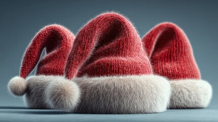 Red Santa hats for holiday celebrations available as a stock vector in high quality for festive designs and decorations for New Year events