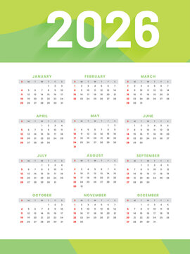 2026 professional printable office calendar