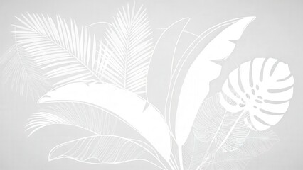 Tropical Leaves White Background Illustration.