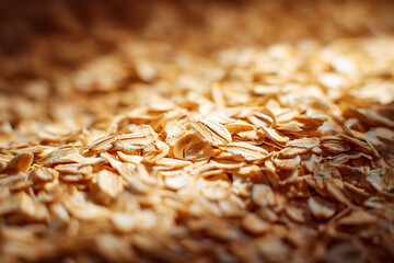 Obraz premium Close-up view of oats highlighting their texture and natural color in soft focus Generative AI