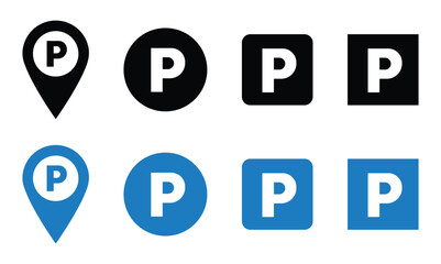 Parking sign set. Various shape parking sign. parking sign icon set. vector illustration eps file.  © MONIKA RANI