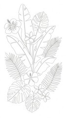 Hand Drawn Tropical Leaves Illustration.