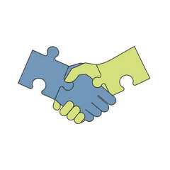 Handshake Puzzle Pieces Joining Together.