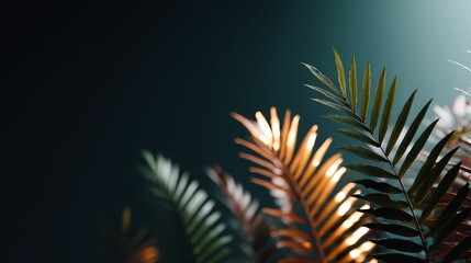 Elegant vintage green and gold fernpatterned design with intricate scrolling details, luxurious textured background, and ample negative space on the left for stylish compositions