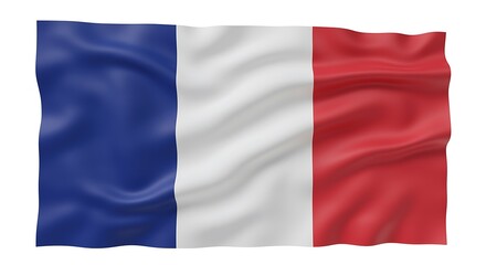 Obraz premium Frenchflagwavinginbreezeisolatedontransparentbackground