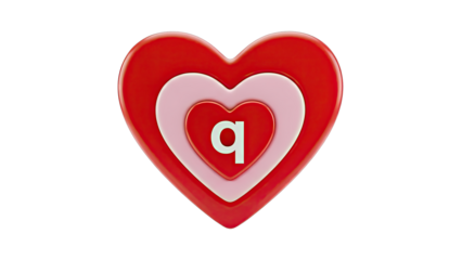 Concentric Hearts with Letter Q