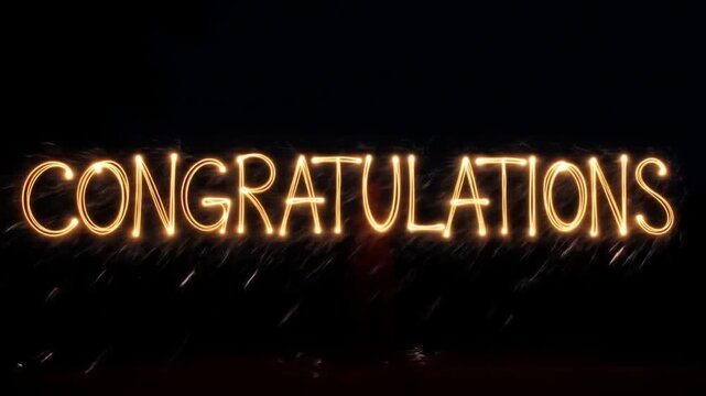 Sparkling Celebrations: Animated 'Congratulations' Message with Vibrant Light Effects