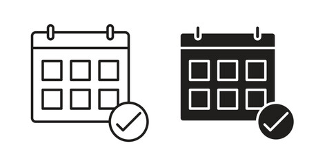 Calendar check icons linear icon. Line with Editable stroke. monochrome icon