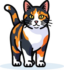 Obraz premium A charming calico cat with yellow eyes and black outlined patches of orange and white