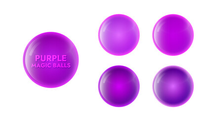 Set of purple glossy magic balls with different shades on a white background © Тарас Примак