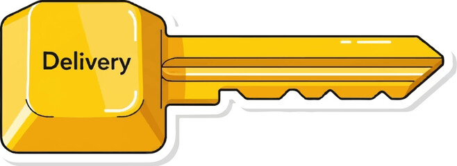 A golden key with "Delivery" inscribed on its head, symbolizing access and services