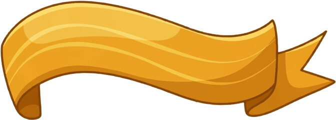 A golden ribbon banner with wavy folds and a pointed end, suitable for text