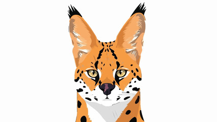 A close-up, digitally drawn portrait of a serval cat's face, featuring large ears and golden eyes