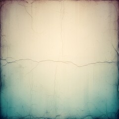Abstract vintage background texture featuring cracked plaster with a soft light gradient fading from creamy white to teal blue tones