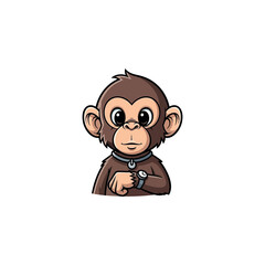 Obraz premium A cartoon monkey in handcuffs standing against a white background