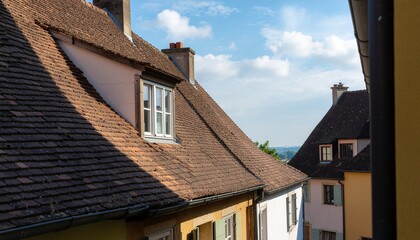 Obraz premium European Style Houses with Tiled Roofs.