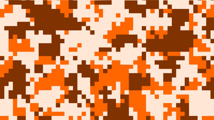 Seamless orange digital pixel camouflage pattern background vector. © agus