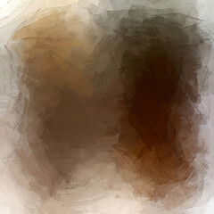 abstract painting composition with brush stroke details, dynamic shapes and blended shadow with vibrant colors of beige, brown, orange red, ash green and beige color