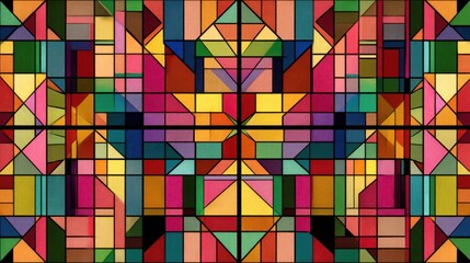 Geometric stained glass pattern vibrant colors