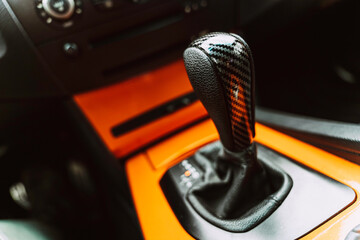 Car automatic gear shift lever with carbon fiber trim