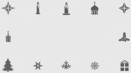 Set holy christian christmas religious icons stars candles church tree snowflake gift elements