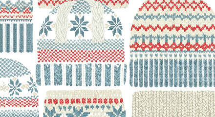 Stylish winter knit patterns with snowflake details for cozy holiday design