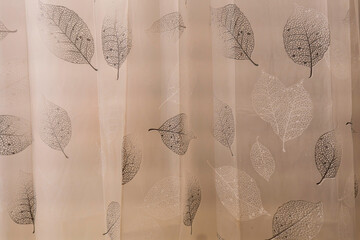 Sheer fabric elegant leaf skeleton pattern
