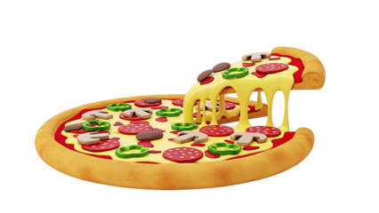 Delicious Pizza Slice with Melted Cheese and Toppings