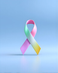 Abstract Multicolored Awareness Ribbon on Soft Blue Background