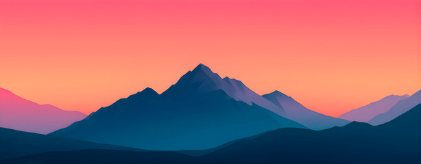 Stunning Vector Mountain Landscape at Sunrise with Gradient Sky
